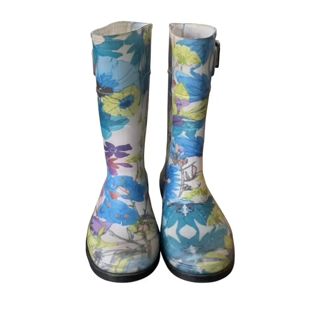 Kamik Girl’s Toddler Floral Rain Boots Waterproof Blue White Size 11